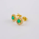 Topos Halo Esmeraldas 36Pts Diamantes 5Pts 1.8 g / 7.1 mm Oro Amarillo 18K
