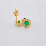 Topos Halo Esmeraldas 36Pts Diamantes 5Pts 1.8 g / 7.1 mm Oro Amarillo 18K