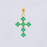 Dije Cruz Trebol Esmeraldas 50Pts 1.6 g / 4 cm Oro Amarillo 18K