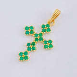 Dije Cruz Trebol Esmeraldas 50Pts 1.6 g / 4 cm Oro Amarillo 18K