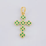 Dije Cruz Trebol Esmeraldas 50Pts 1.6 g / 4 cm Oro Amarillo 18K