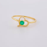 Anillo Corazón Silueta Esmeraldas 12Pts 1.4 g / T7 Oro Amarillo 18K