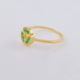 Anillo Triada De Jade Esmeraldas 16Pts 1.9 g / T8 Oro Amarillo 18K