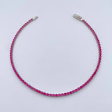 Pulso Tennis 2.45gr / 19cm / 0.3mm Circones Fucsias Oro Blanco +4 18K &