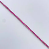 Pulso Tennis 2.45gr / 19cm / 0.3mm Circones Fucsias Oro Blanco +4 18K &