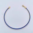 Pulso Tennis 2.85gr / 19cm / 0.9mm Circones Azules Oro Amarillo +4 18K &