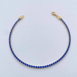 Pulso Tennis 2.85gr / 19cm / 0.9mm Circones Azules Oro Amarillo +4 18K &