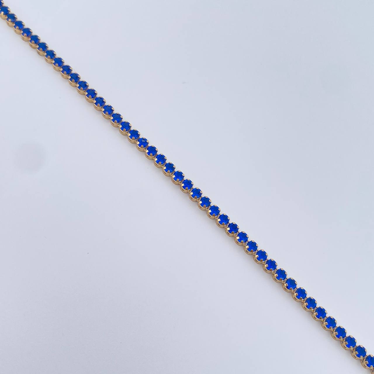 Pulso Tennis 2.85gr / 19cm / 0.9mm Circones Azules Oro Amarillo +4 18K &