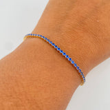 Pulso Tennis 2.85gr / 19cm / 0.9mm Circones Azules Oro Amarillo +4 18K &