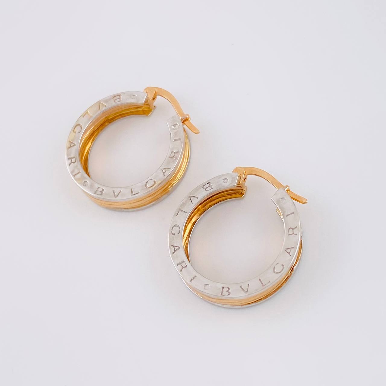 Candongas Bv 9g / 2.4cm Dos Oros Amarillo Blanco 18K
