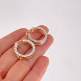 Candongas Bv 9g / 2.4cm Dos Oros Amarillo Blanco 18K