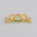 Herraje Herradura Doble Caballo 3.9g / 3.5cm Dos Oros Amarillo Blanco 18K