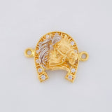Herraje Herradura Cabeza Caballo 3.85g / 2.2cm Dos Oros Amarillo Blanco 18K