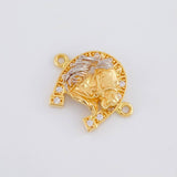 Herraje Herradura Cabeza Caballo 3.85g / 2.2cm Dos Oros Amarillo Blanco 18K