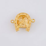Herraje Herradura Cabeza Caballo 3.85g / 2.2cm Dos Oros Amarillo Blanco 18K