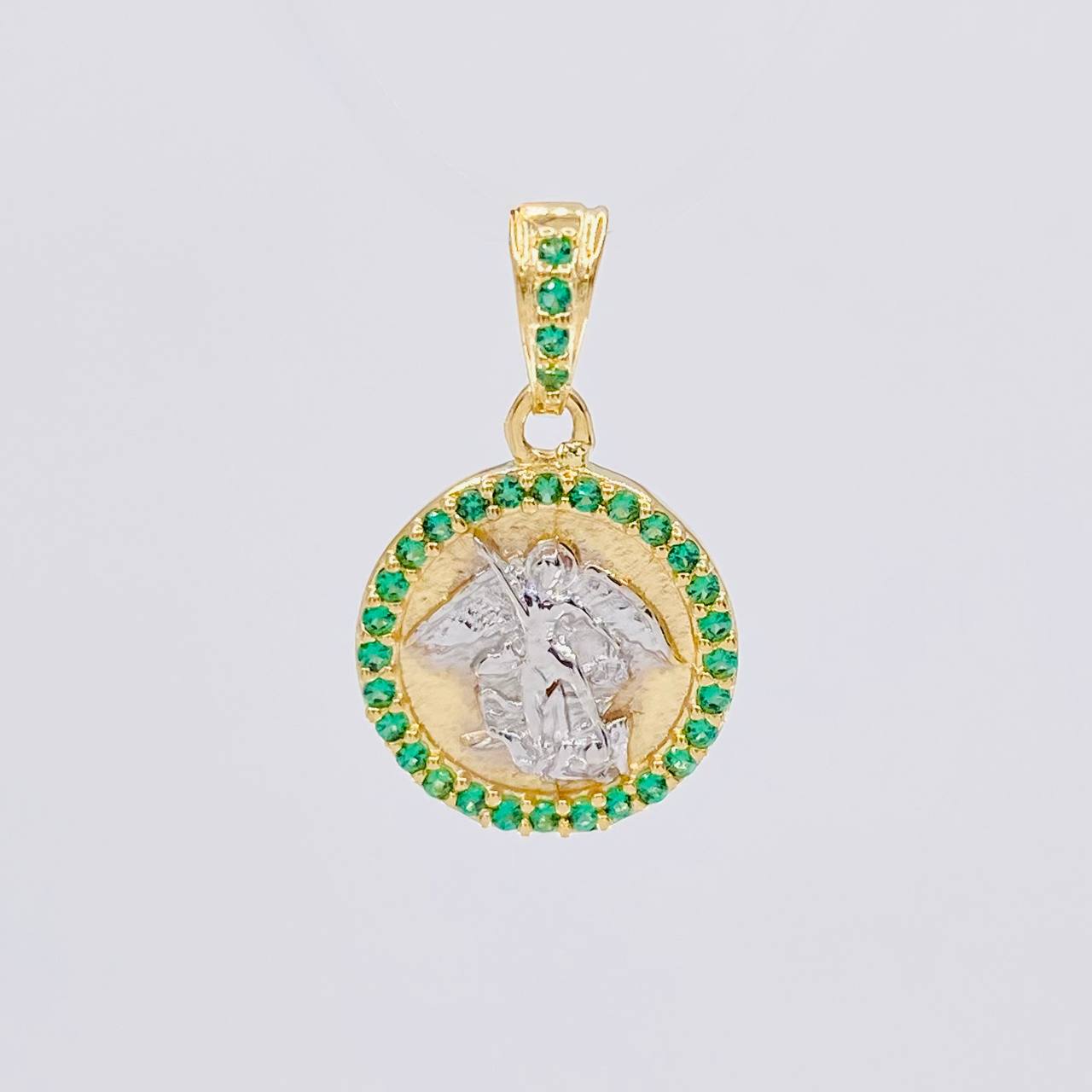 Dije San Miguel Arcangel 1.8g / 1.9cm Dos Oros Amarillo Blanco 18K