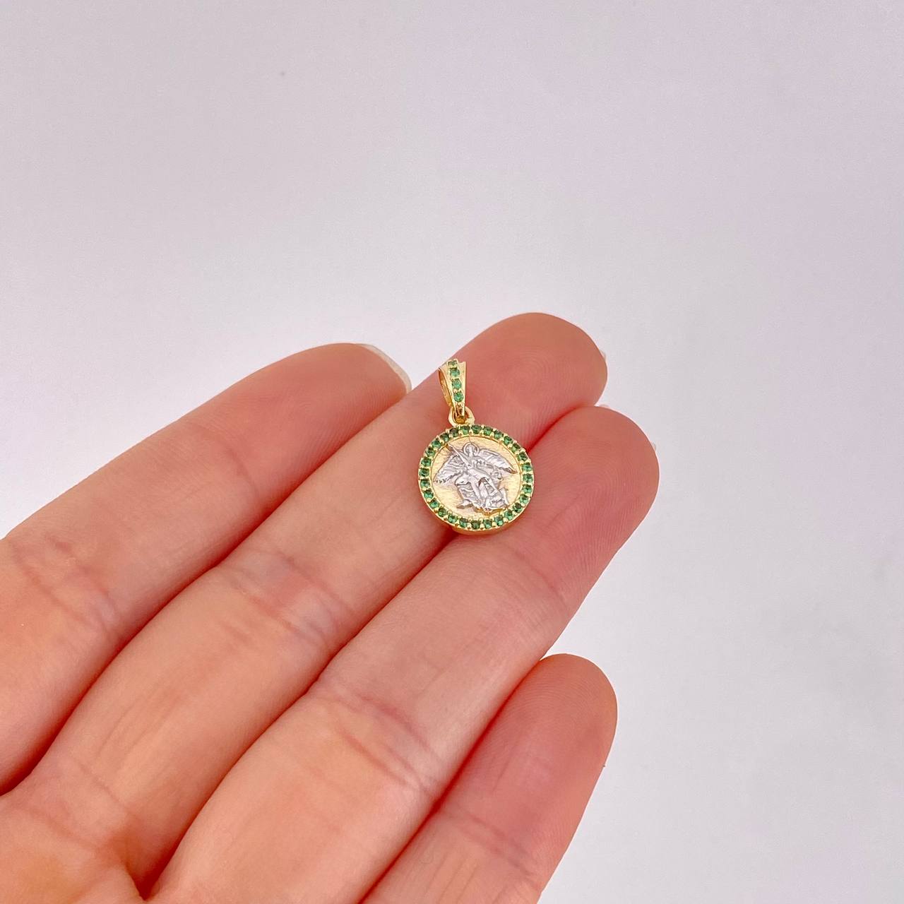 Dije San Miguel Arcangel 1.8g / 1.9cm Dos Oros Amarillo Blanco 18K
