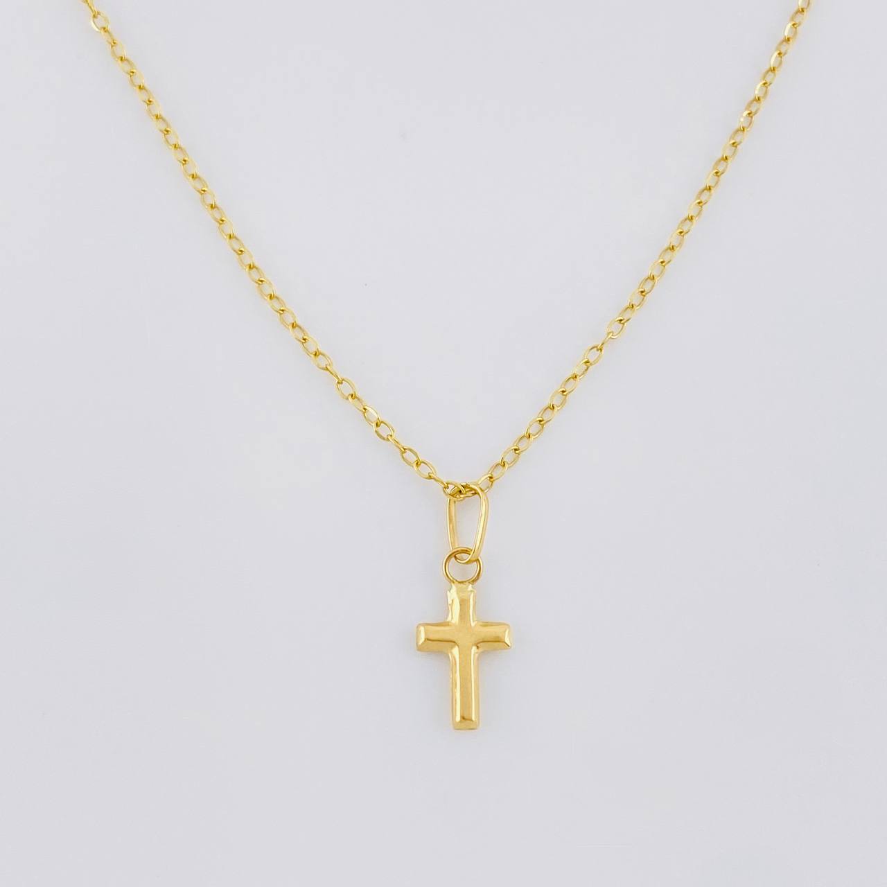 Set Cadena Aro Seguido + Dije Cruz / 1.2g / 45cm Oro Amarillo 18K