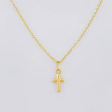 Set Cadena Aro Seguido + Dije Cruz / 0.8g / 45cm Oro Amarillo 18K