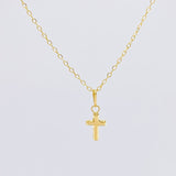 Set Cadena Aro Seguido + Dije Cruz / 0.8g / 45cm Oro Amarillo 18K