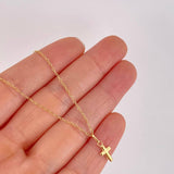 Set Cadena Aro Seguido + Dije Cruz / 0.8g / 45cm Oro Amarillo 18K