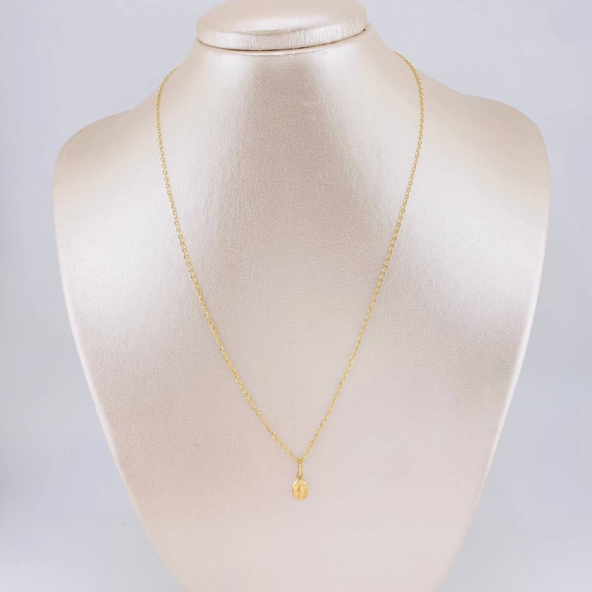 Set Cadena Aro Seguido + Dije Milagrosa / 0.95g / 45cm Oro Amarillo 18K