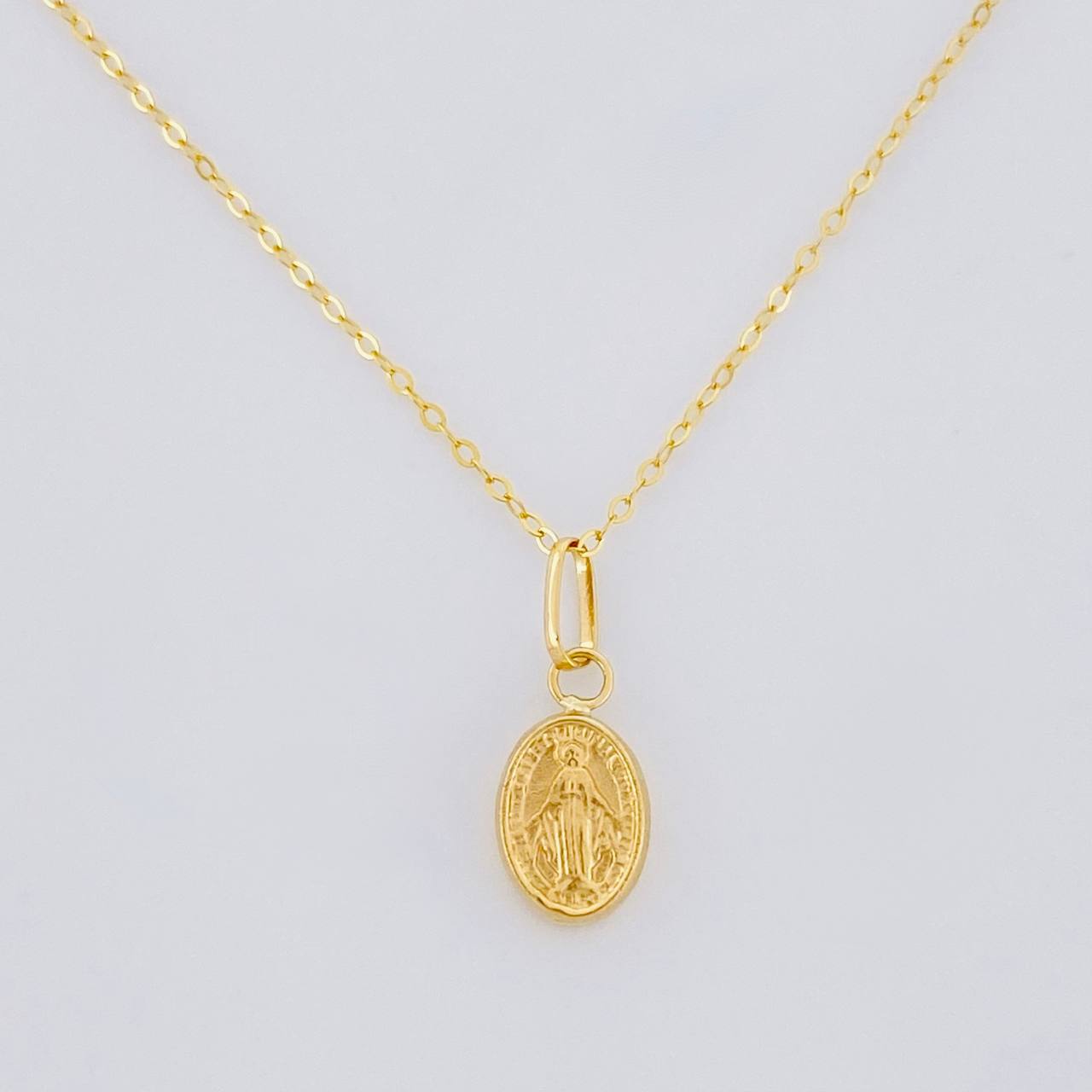 Set Cadena Aro Seguido + Dije Milagrosa / 0.95g / 45cm Oro Amarillo 18K