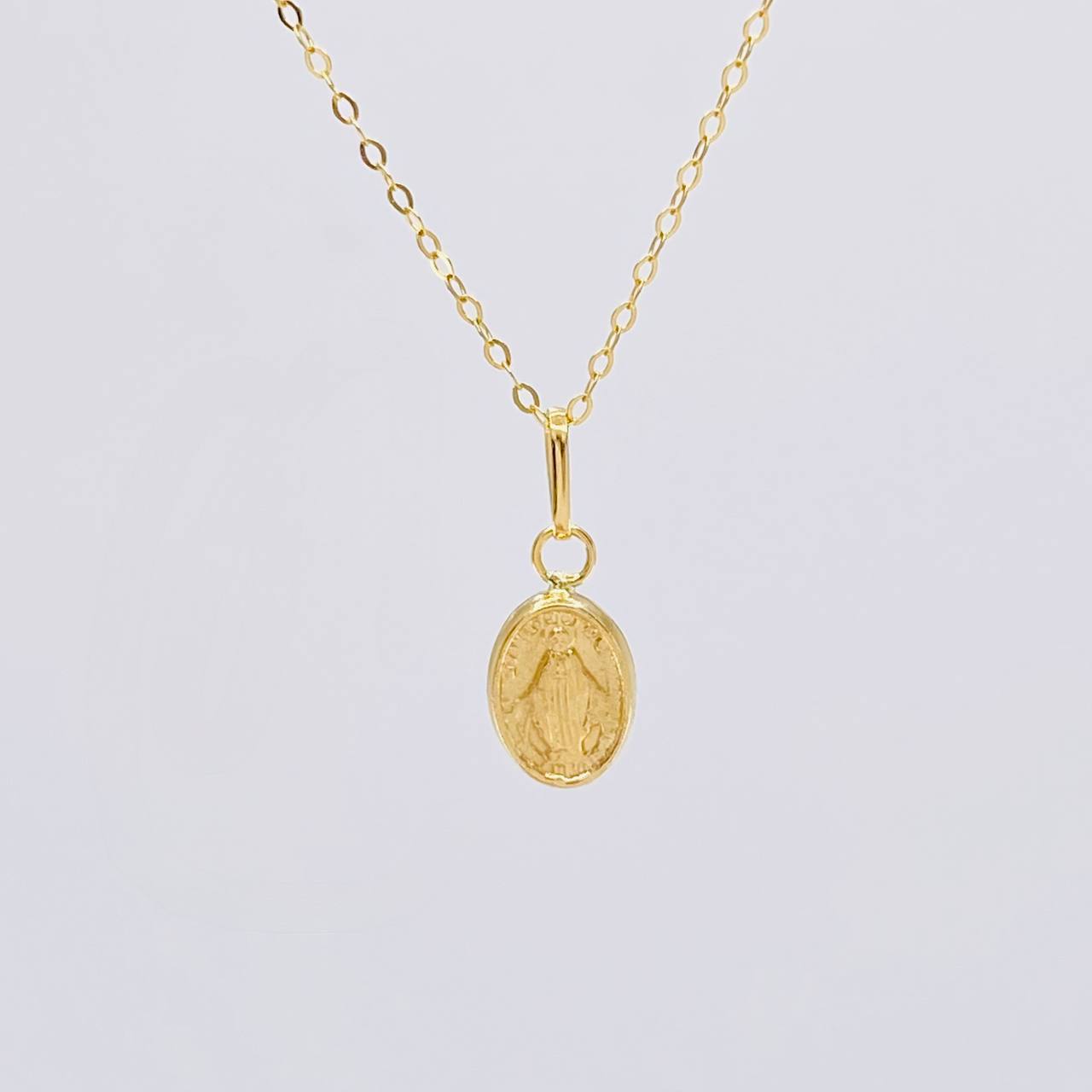 Set Cadena Aro Seguido + Dije Milagrosa / 0.95g / 45cm Oro Amarillo 18K