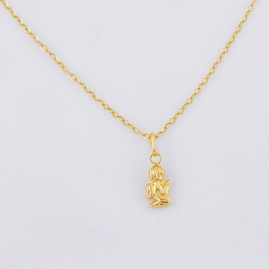 Set Cadena Aro Seguido + Dije Angel / 1.2g / 45cm Oro Amarillo 18K