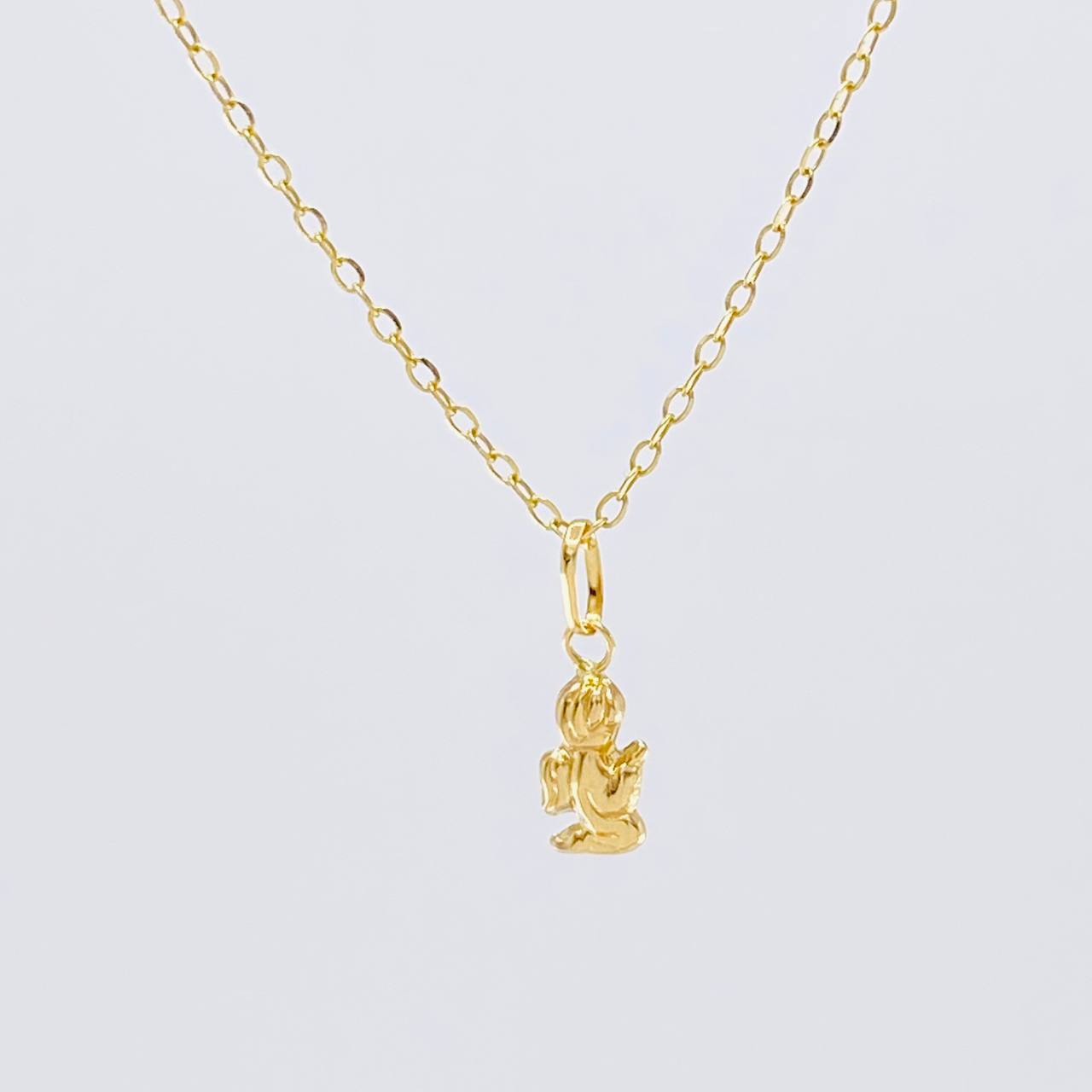 Set Cadena Aro Seguido + Dije Angel / 1.2g / 45cm Oro Amarillo 18K
