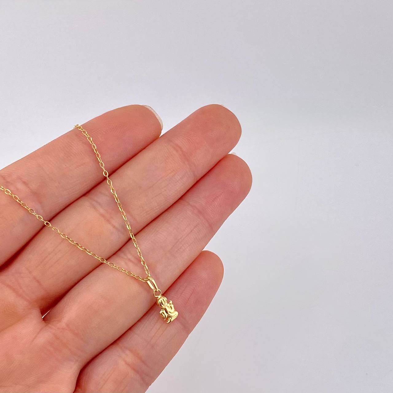 Set Cadena Aro Seguido + Dije Angel / 1.2g / 45cm Oro Amarillo 18K