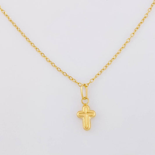 Set Cadena Aro Seguido + Dije Cruz / 1.15g / 45cm Oro Amarillo 18K