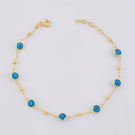 Pulso Aro Seguido Ojo Turco 1.95g / 19cm / 2.5mm Oro Amarillo 18K