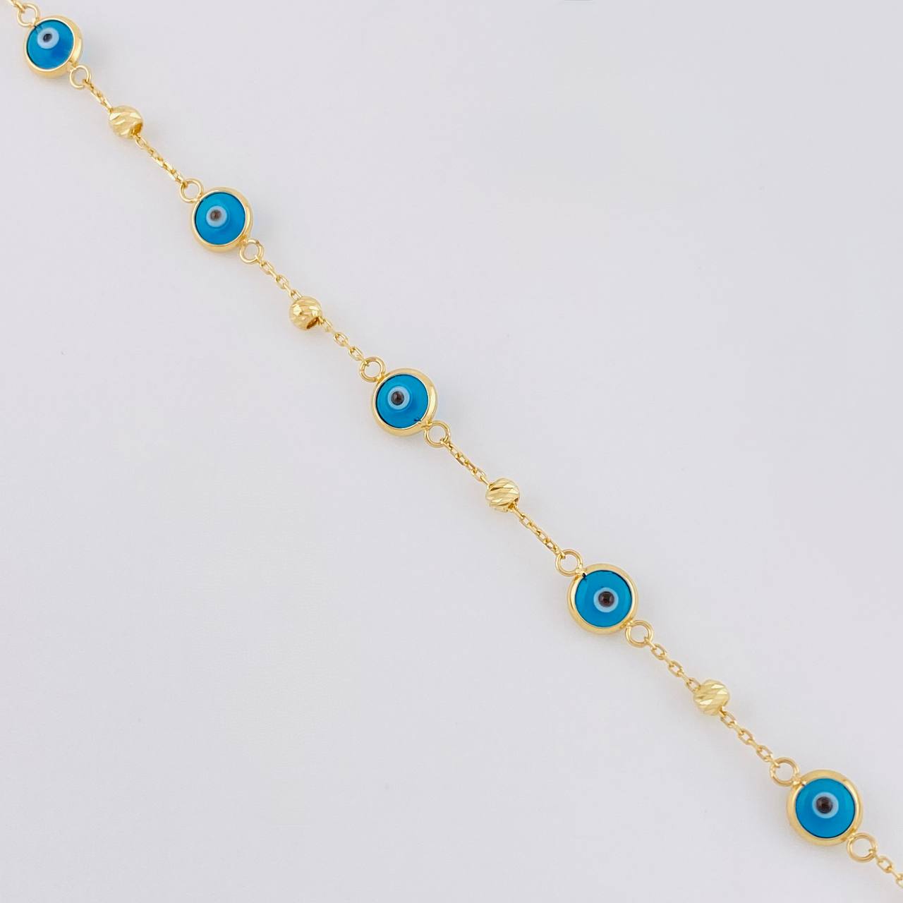 Pulso Aro Seguido Ojo Turco 1.95g / 19cm / 2.5mm Oro Amarillo 18K