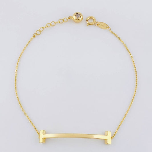 Pulso Aro Seguido Mancuernas 2.2g / 19cm / 0.7mm Oro Amarillo 18K