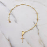 Pulso Denario Virgen Milagrosa 2.25gr / 19.6cm / 3mm Bolas Diamantadas Oro Amarillo 18K $