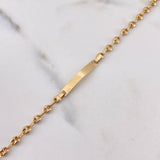 Pulso Bebé GC 1.85gr / 15.5cm / 3mm Placa Rectangular Oro Amarillo 18K $