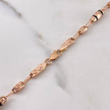 Cadena Rustica Tornillo 11.5gr / 60cm / 3.7mm Cauchos Negros Oro Rosa 18K $