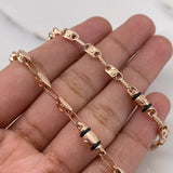 Cadena Rustica Tornillo 11.5gr / 60cm / 3.7mm Cauchos Negros Oro Rosa 18K $