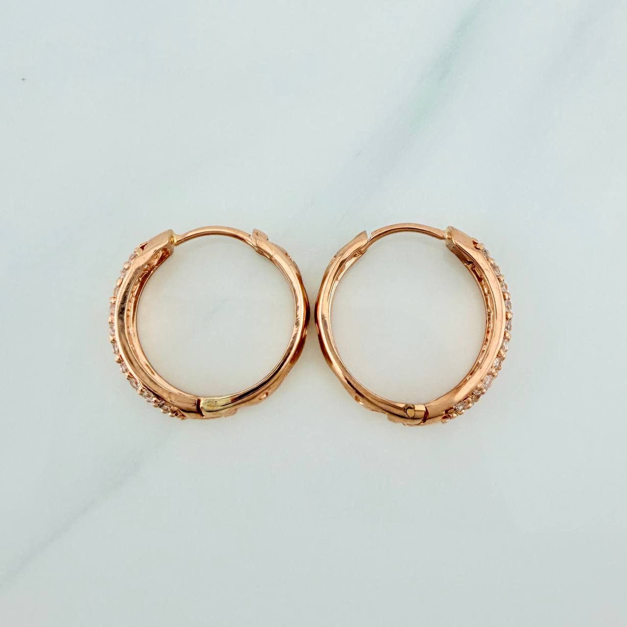 Candongas Triple Carril 4.75gr / 2cm / Oro Rosa 18K %