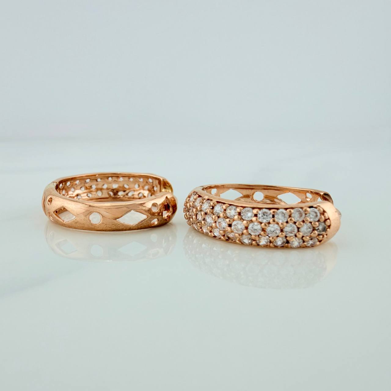 Candongas Triple Carril 4.75gr / 2cm / Oro Rosa 18K %