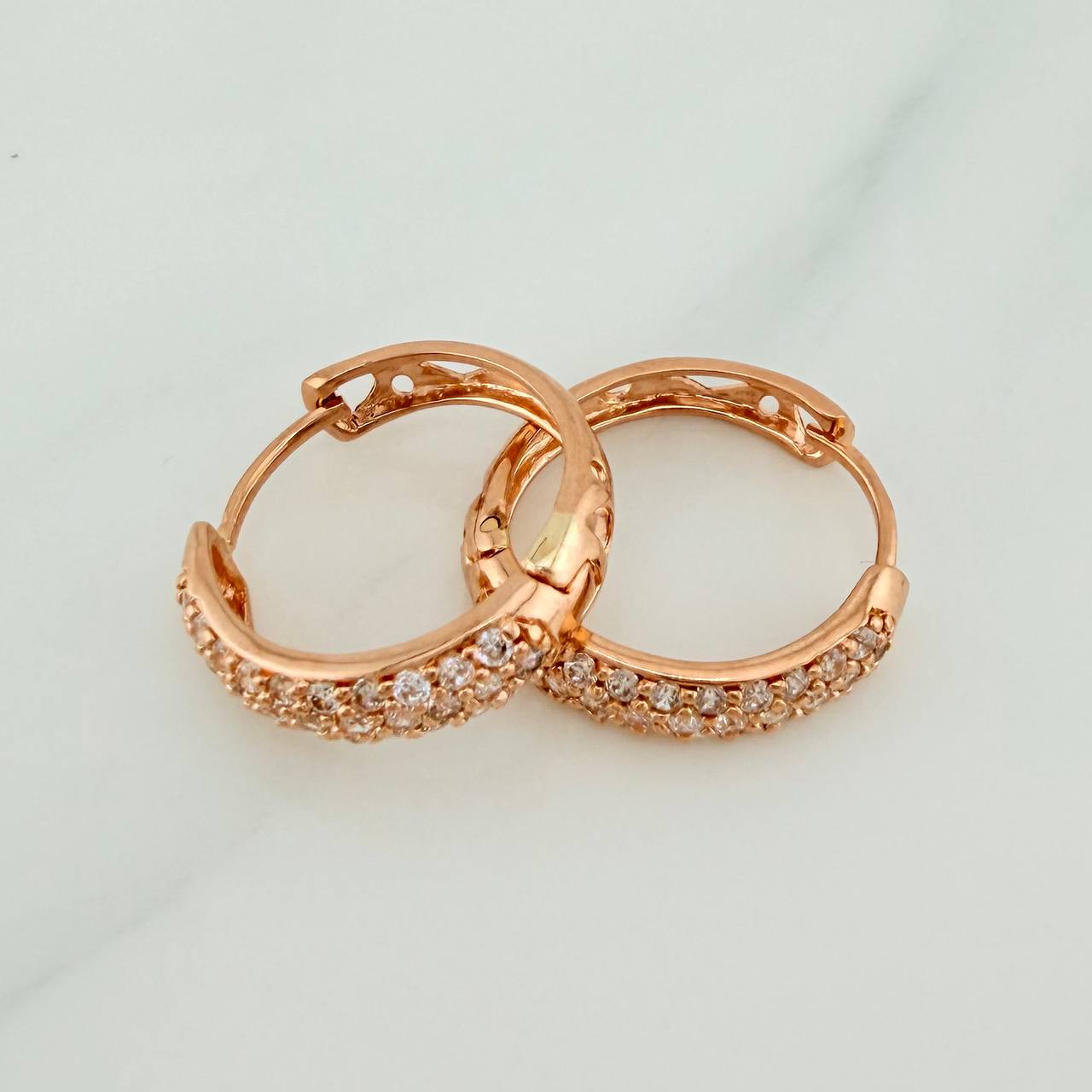 Candongas Triple Carril 4.75gr / 2cm / Oro Rosa 18K %