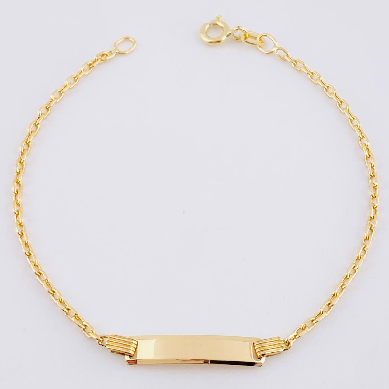 Pulso Aro Seguido Placa Rectangular Curva 1.6gr / 15.5cm / 1.7mm Oro Amarillo +3 18K ©