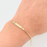 Pulso Placa Rectangular Aro Seguido 1.5 g / 16 cm / 1.65 mm Dos Oros Amarillo Blanco 18K
