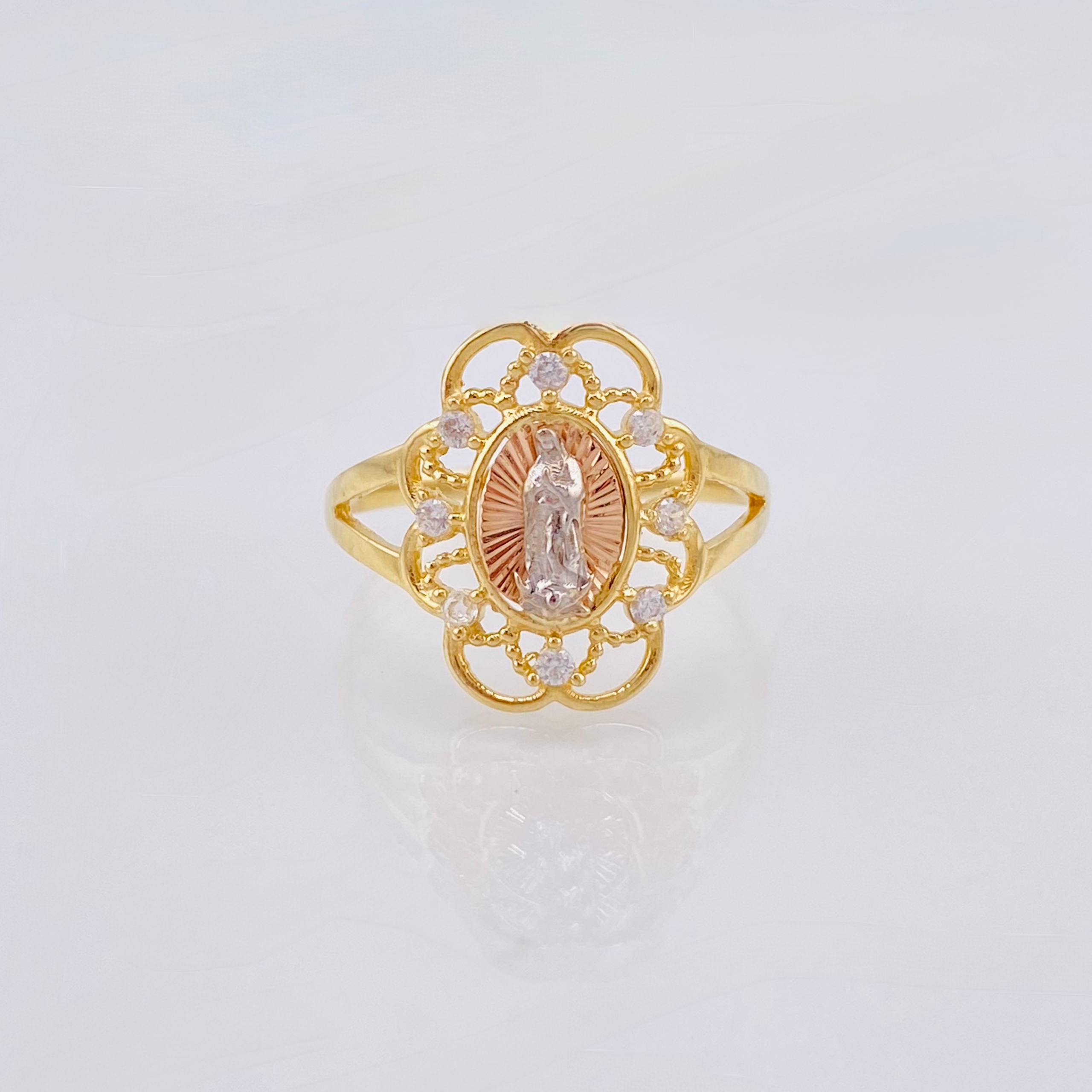 Anillo Virgen De Guadalupe 2.9gr / T7 1/2 / Tres Oros 18K