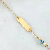 Pulso Bebé Placa Aro Seguido Ojo Turco 1.6gr / 15cm-16cm / 1.4mm Oro Amarillo +4 18K