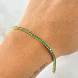 Pulso Tennis Doble Faz 7.45gr / 18cm / 2.2mm Circones Verdes Blancos Oro Amarillo +4 18K
