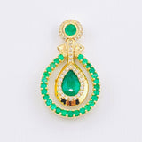 Dije Bastión Movil Esmeraldas 3.68 Qts Diamantes 55pts 9.45gr / 3.6cm / Oro Amarillo 18K