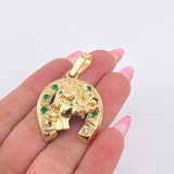 Dije Herradura Caballo Esmeraldas 80pts Diamantes 45pts 18.55gr / 4.5cm / Oro Amarillo 18K ©