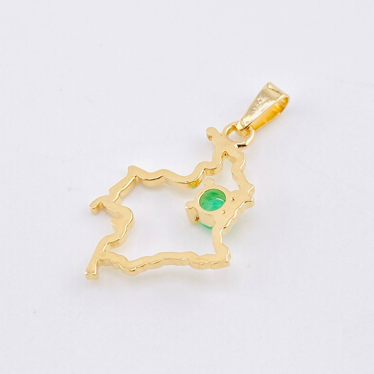 Dije Mapa Colombia Esmeralda 17pts 1.7gr / 3cm / Oro Amarillo 18K ©
